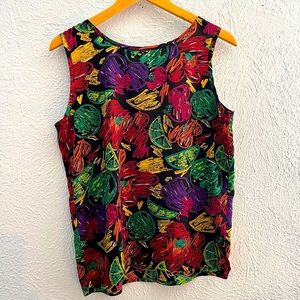 Vintage tropical citrus fruit print women’s tank blouse